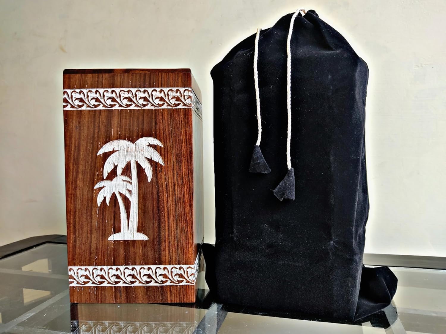 Trees Urns for Human Ashes | Funeral Cremation Handmade Full Size 220 Cubic in Urn Palm Trees Ocean Urn, Tree Scenes, Gift Decorative 100% Quality, Standard image 5