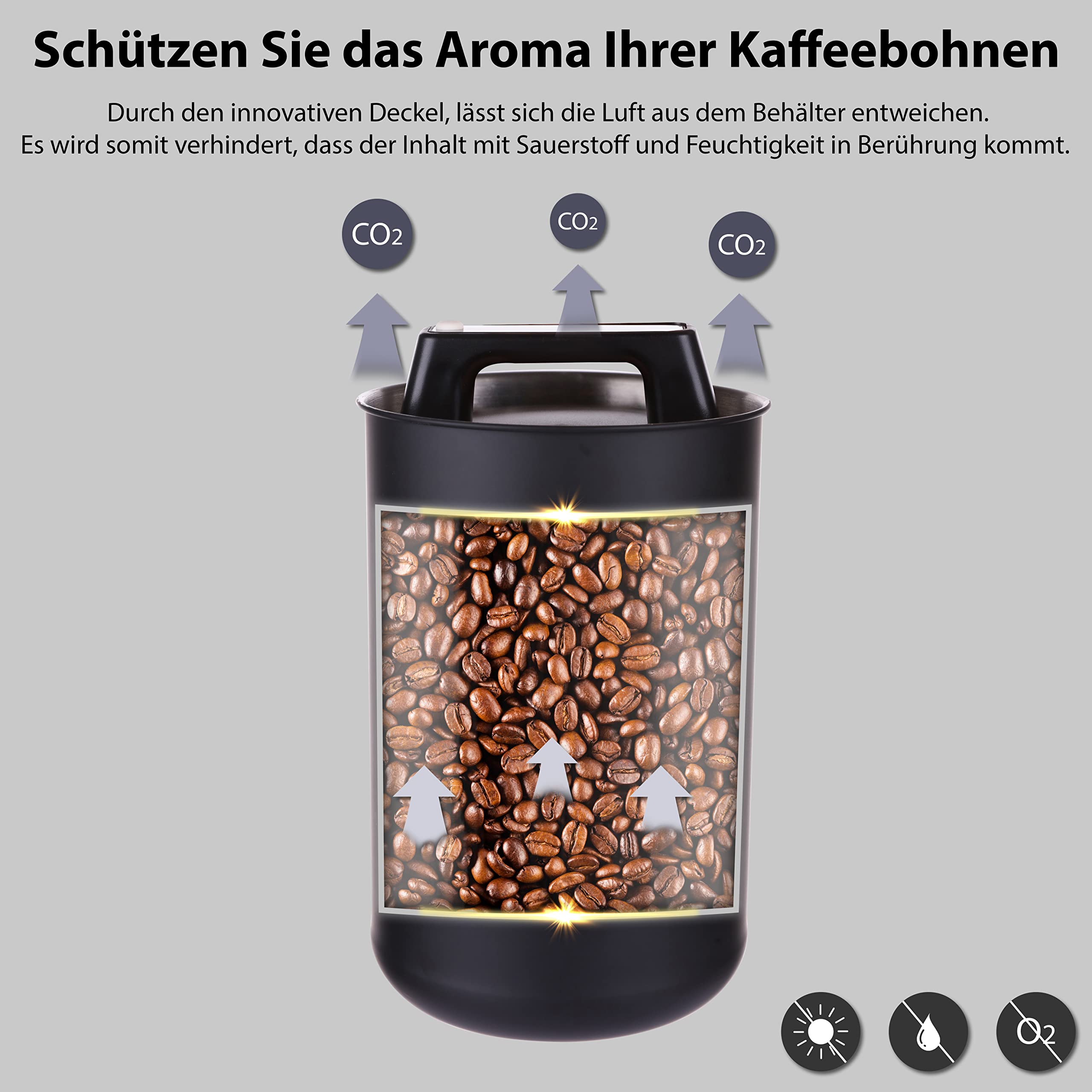 Boîte à Café Hermétique En Inox 316 - 1,2 L - Avec Valve Et Pompe à Vide - Pour Garder Café, Thé, Noix Au Frais - 7