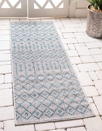 Vista 137 de Unique Loom Alfombra Colección enrejado Marroquí Celosía Transicional Interior y Exterior, Polipropileno Gris carbón/natural