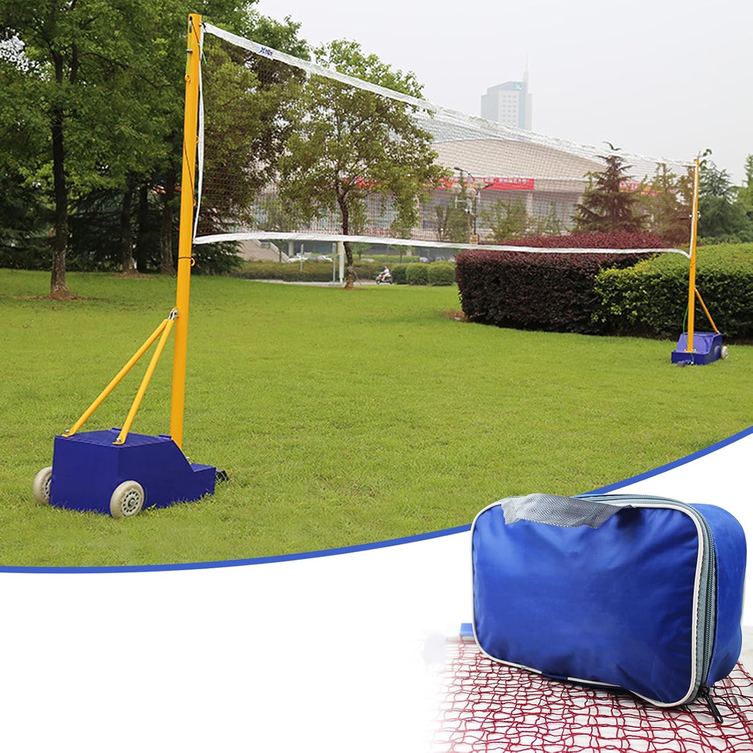 Badminton/Volleyball Pole & Nets Package - Portable Volleyball Net for Backyard Freestanding Badminton Court Training Net for Indoor or Outdoor, Volleyball Net Stand with Poles, Be