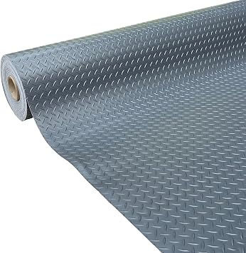 Shield Autocare   Heavy Duty Commercial Grade PVC Vinyl Floor Matting - Industrial Large Diamond Checker - Dark Grey - 1.3m Width x 10m Length x 3.2mm Thick