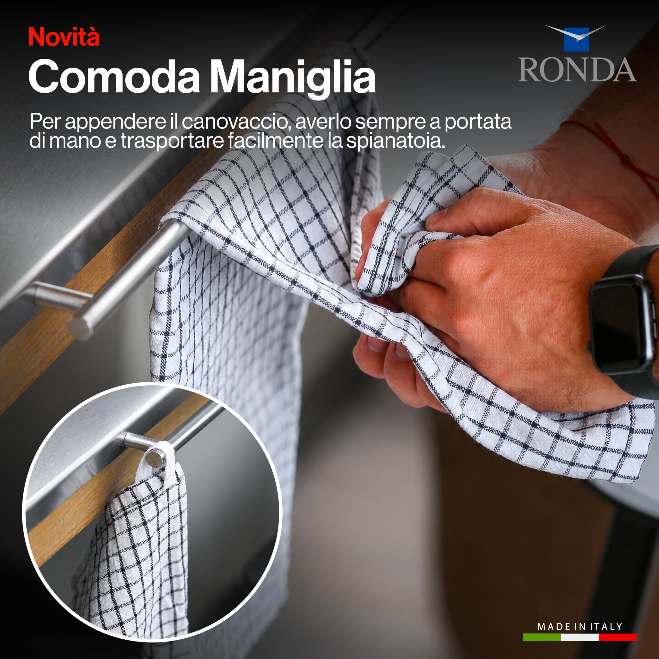 RONDA Tagliere Spianatoia Acciaio Inox 60x50 cm con Maniglia | Piano da Lavoro Alimentare Professionale, Antibatterico e Antiscivolo con Piega 2 cm per Impastare Pizza, Pane e Pasta