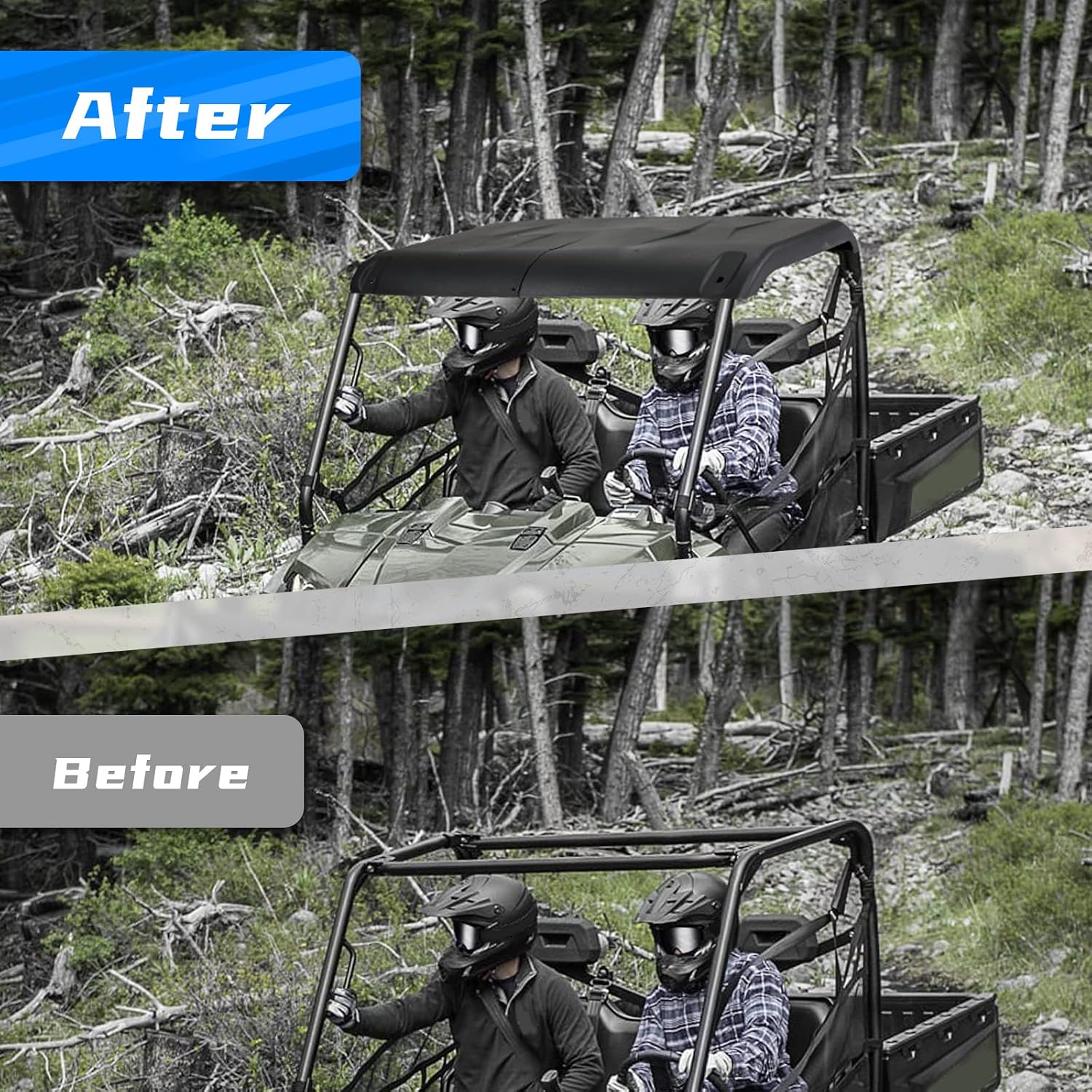 KEMIMOTO 570 Midsize Roof Hard Plastic, 2PCS Combination Dustproof Top Compatible with Polaris Ranger Mid Size 570/500/ SP 2015-2025 Accessories, 2-Seat Sport Roof Replace #2885077