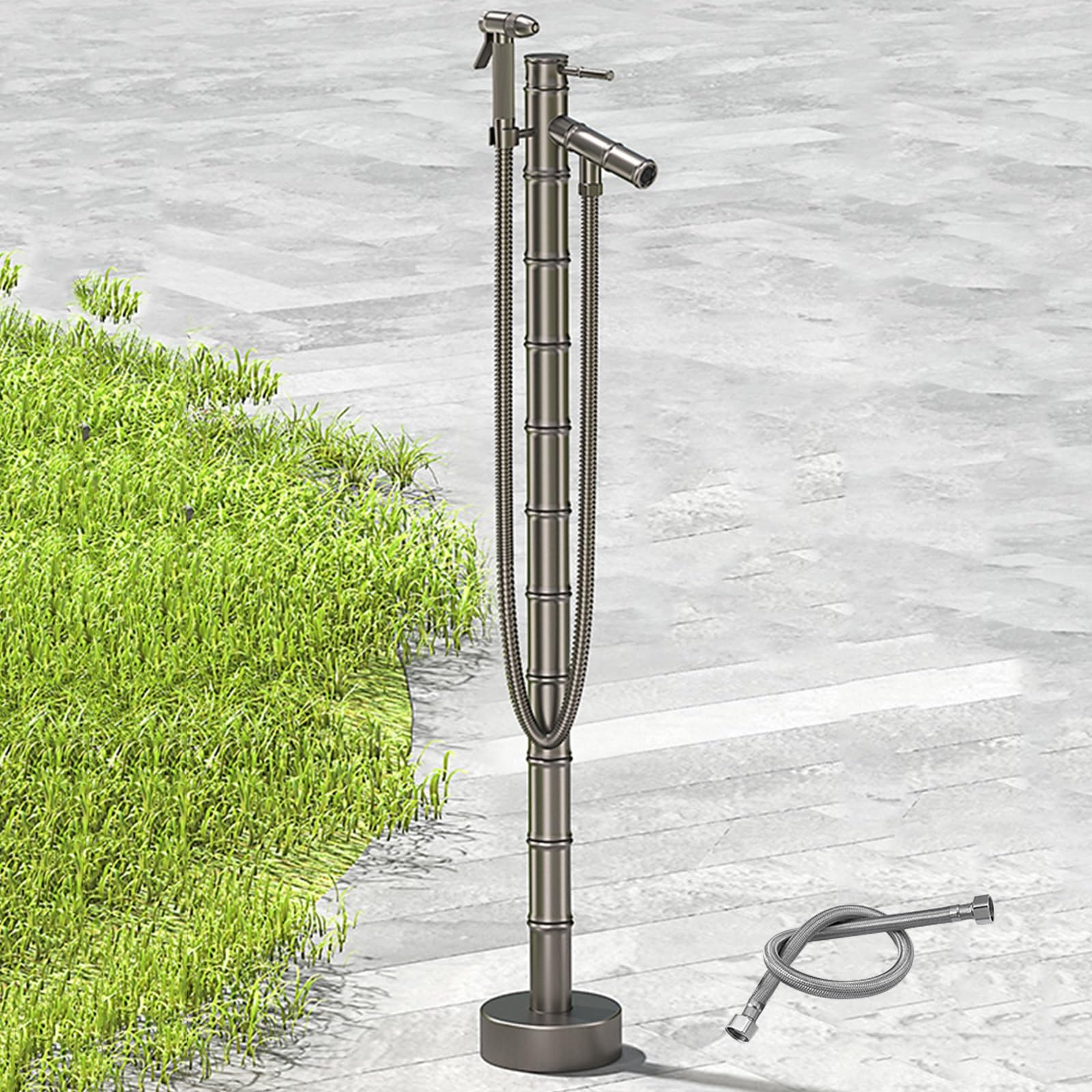 WOTZOV Faucet Water Column,All Copper Bamboo Garden Water Column With Spray Gun - 33In Multifunctional Outdoor Vertical Water Feature For Landscaping And Irrigation，101cm/40in