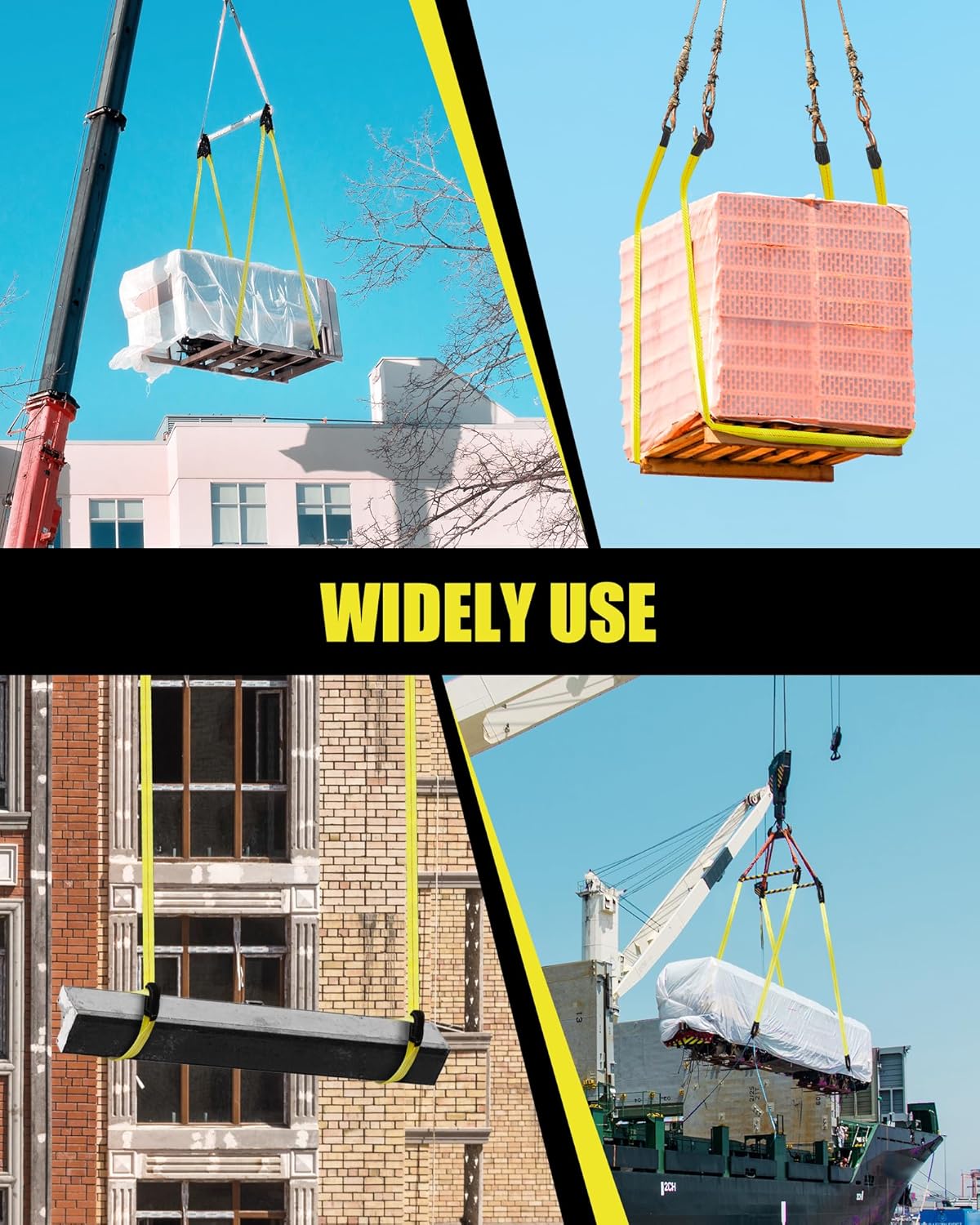 4 Pcs Twisted Eye Lifting Sling with UV Resistance, Lucky Straps 6' x 2" Lifting Straps for Hoist, 15000 Lbs Heavy Duty Twist Eye Polyester Webbing Sling for Furniture, Beds, Machinery, Outdoor, etc - Image 4