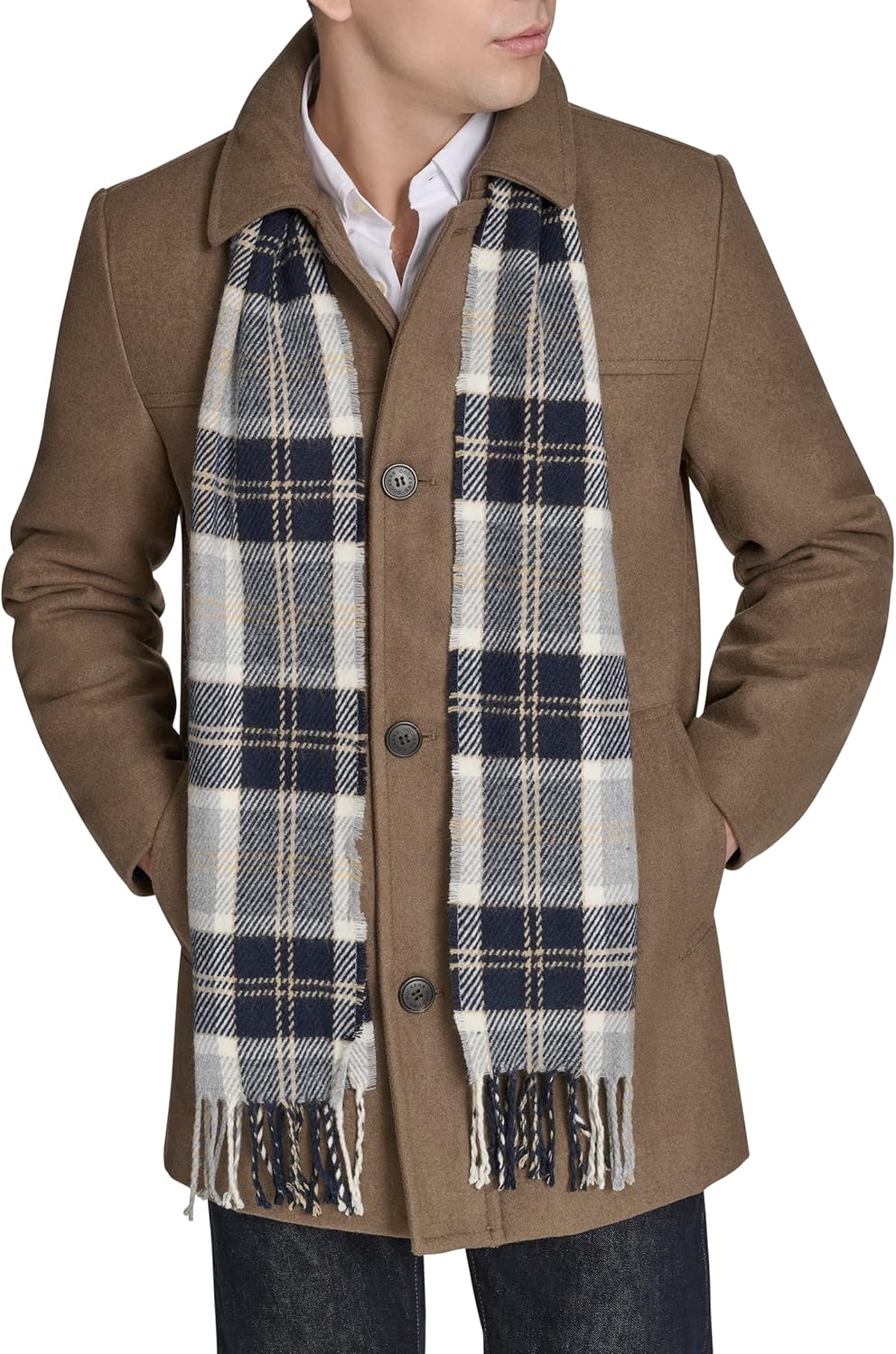 Dockers Men's Weston Wool Blend Coat With Scarf (Regular and Big & Tall)
