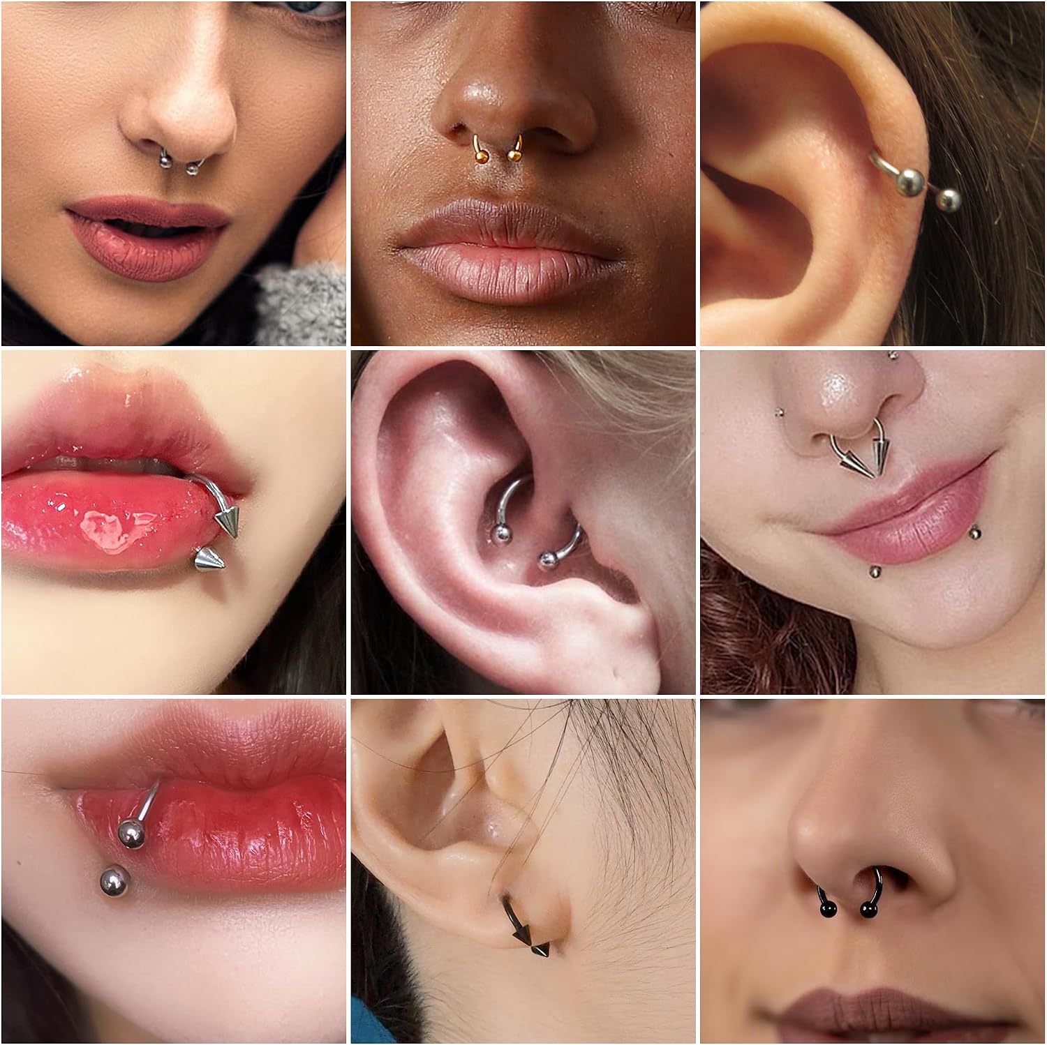 Zolure Septum Rings Septum Jewelry 16g Horseshoe Nose Ring Hoop Lip Ring Snake Bite Nose Piercing Jewelry for Women Men