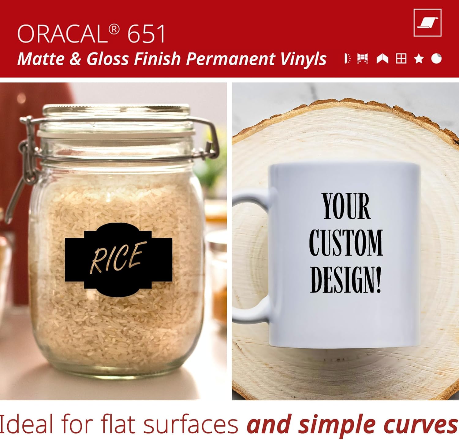 ORACAL 651 Matte Black Vinyl Durable Roll Easy to Weed Permanent Adhesive Craft Vinyl for Plotting Machines, Decals & DIY Projects 12" x 6ft + Transfer Tape 12" x 24"