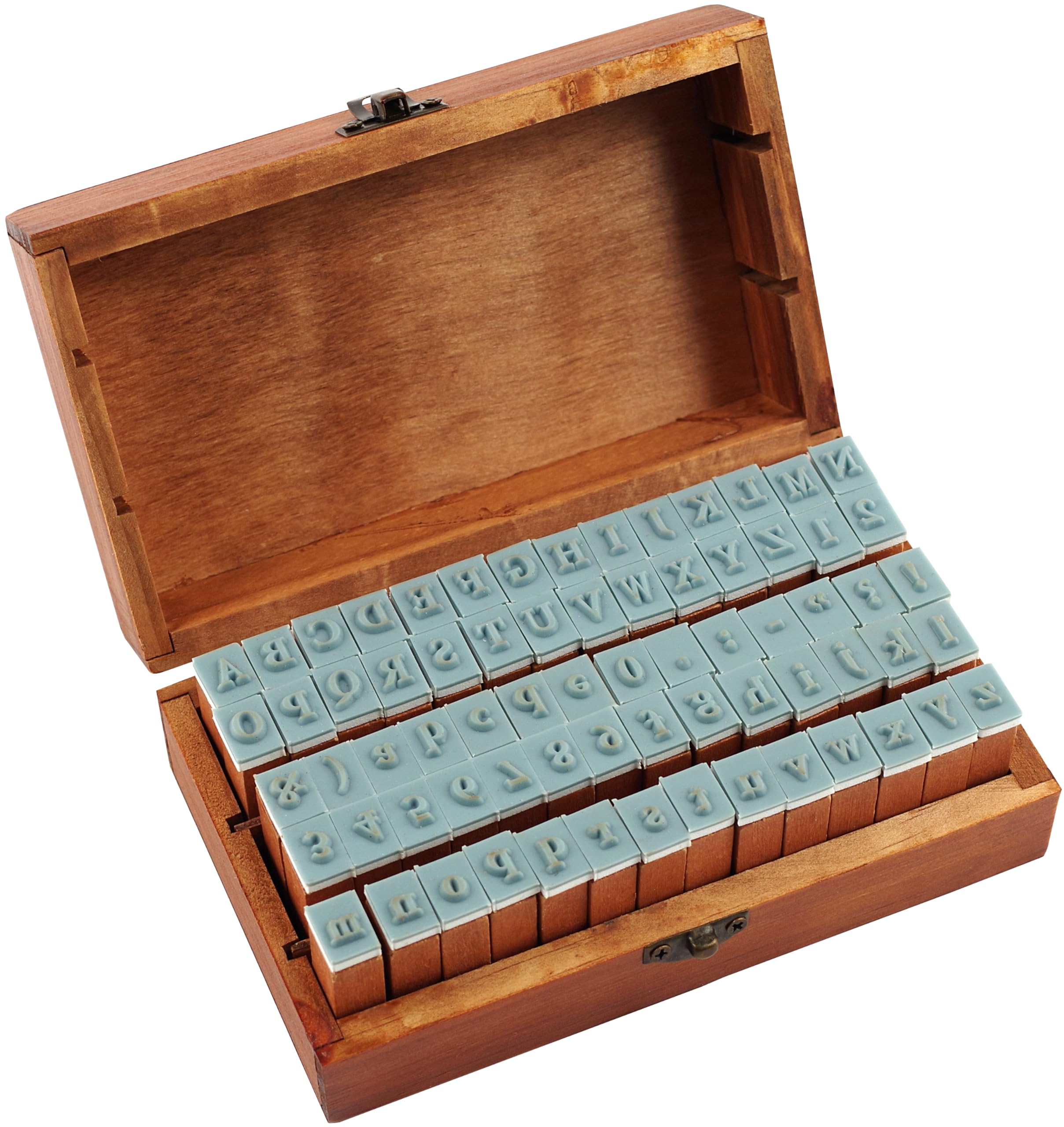Studio Series Letterpress Stamp Set (70 Piece Wooden, Rubber Stamp Set including Letters, Numbers, and Symbols), White - Image 3