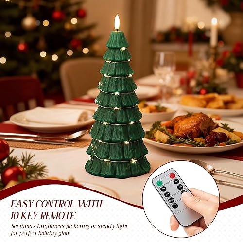 Miniatura 4 de Velas de árbol de Navidad con control remoto, velas de Navidad sin llama con cadena de estrellas incrustadas, velas que funcionan con pilas, velas