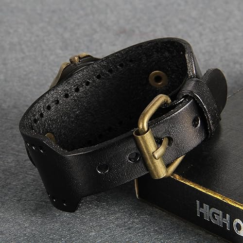 Miniatura 3 de Avaner Vintage Bronze Leather Watches Retro Steampunk Wide Cuff Analog Quartz Wrist Watches for Men and Women