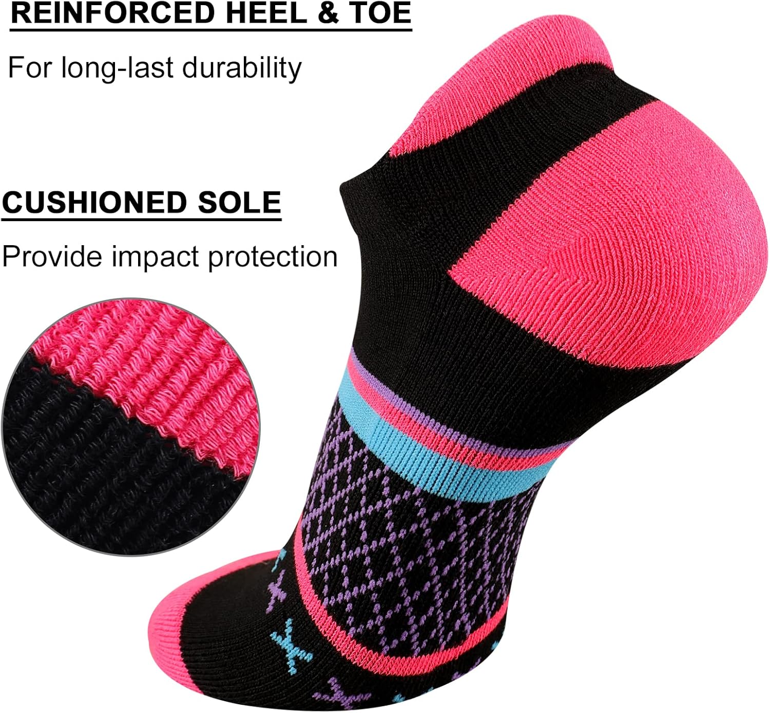 Eallco Womens Socks Ankle Athletic Socks Short Running Socks With Cushioned Sole 6 Pairs - Image 4