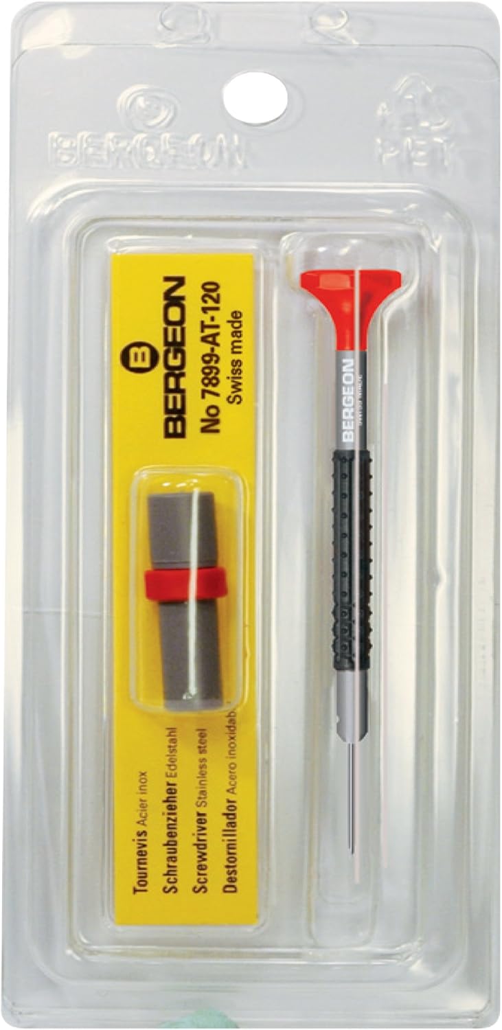 Bergeon 55-687 6899-AT-200 Stainless Steel Ergonomic 2.00mm Screwdriver with Spare Blades Watch Repair Kit