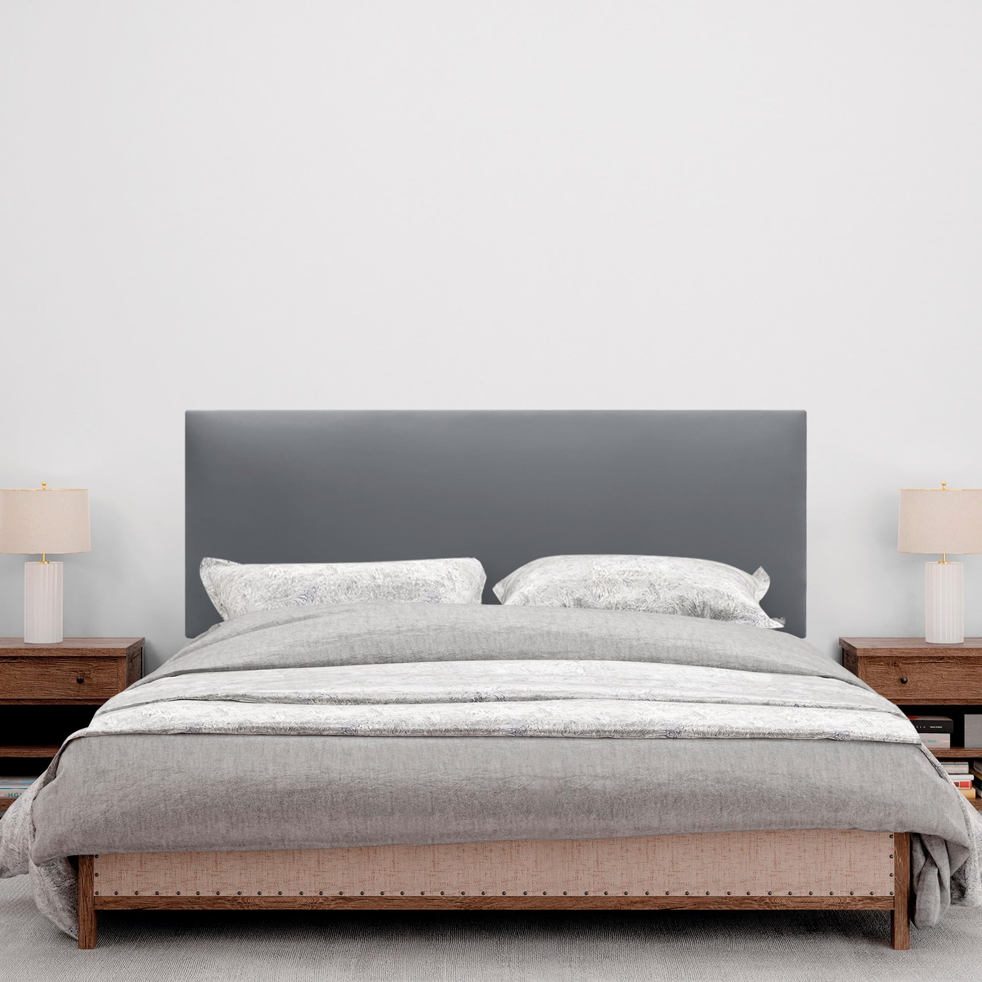 DHOME Testata in similpelle o tessuto AQUALINE Testata imbottita liscia Testata letto di lusso (Similpelle Grigio, 160cm (Lits 150/160))