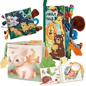 hahaland Baby Books 0-6 Months,Infant Tummy Time Toys High Contrast Sensory Baby Toys 6 to 12 Months Touch Feel Book Gift Christmas Stocking Stuffers for Boys Girls 0-3 Months Book Early Learning Toy