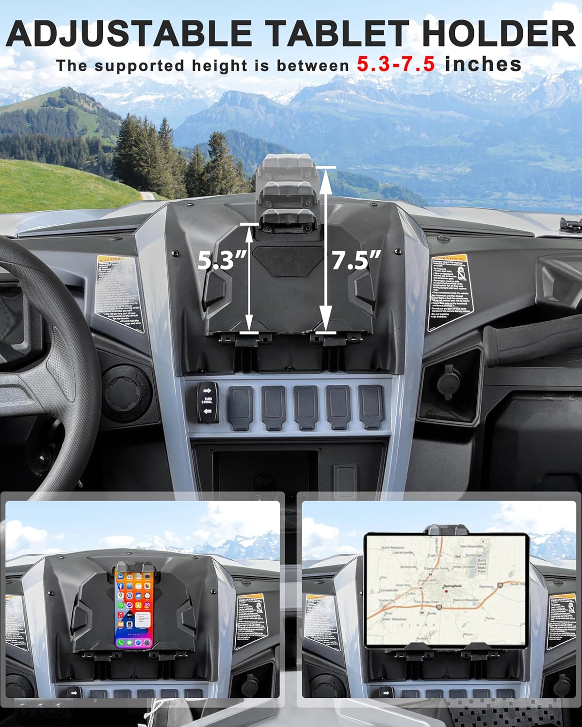 SAUTVS Electronic Device Phone Tablet Holder with Extra Storage Box for Yamaha Wolverine RMAX2 RMAX 2 1000/ RMAX4 RMAX 4 1000 2021-2025 Accessories