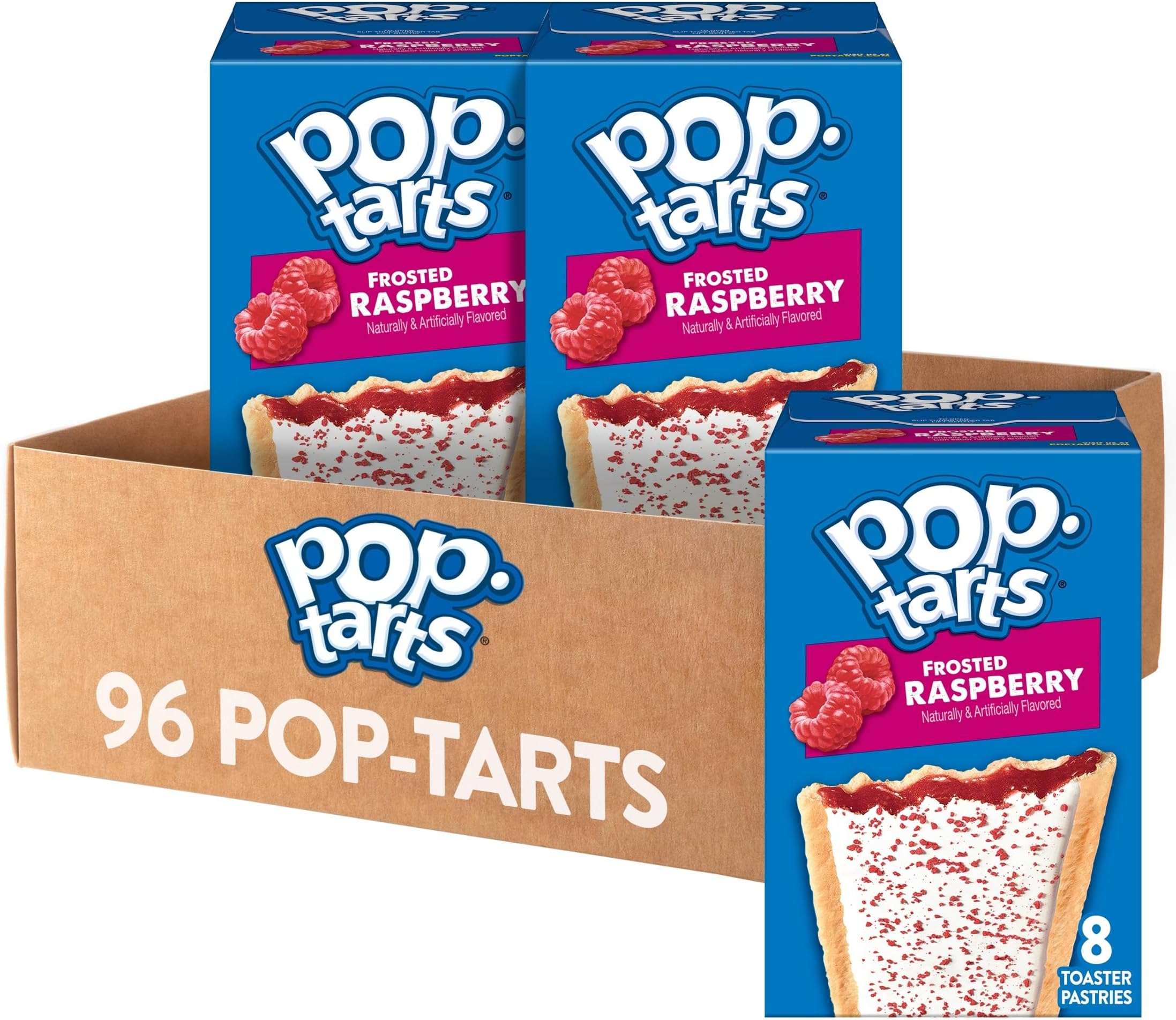 Pop-Tarts, Breakfast Toaster Pastries, Frosted Raspberry, Proudly Baked In the USA, 96Count (Pack Of 12, 13.5 Oz Boxes)