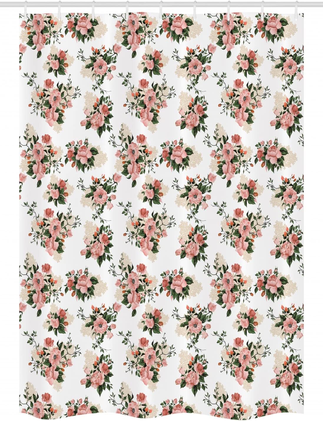 Ambesonne Floral Stall Shower Curtain, English Garden Feminine Delicate Pansy Flowers, Fabric Bathroom Decor Set with Hooks, 54" W x 78" L, Dried Rose Beige