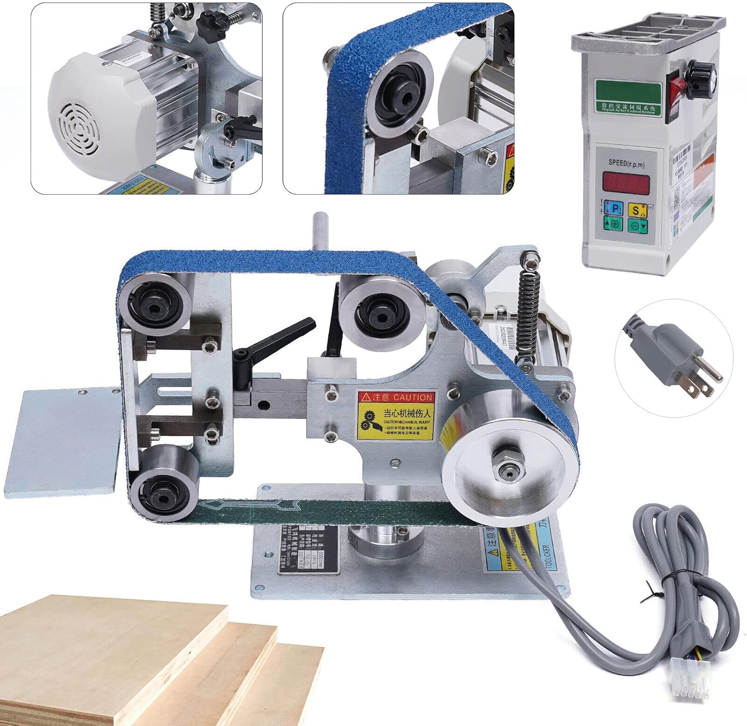 1" x 30" Belt Sander Bench Grinder, Desktop Belt Sander Electric Sharpener DIY Woodworking Polishing Machine 550W Sharpener with Brushless Motor Abrasive Belt, Stepless Speed