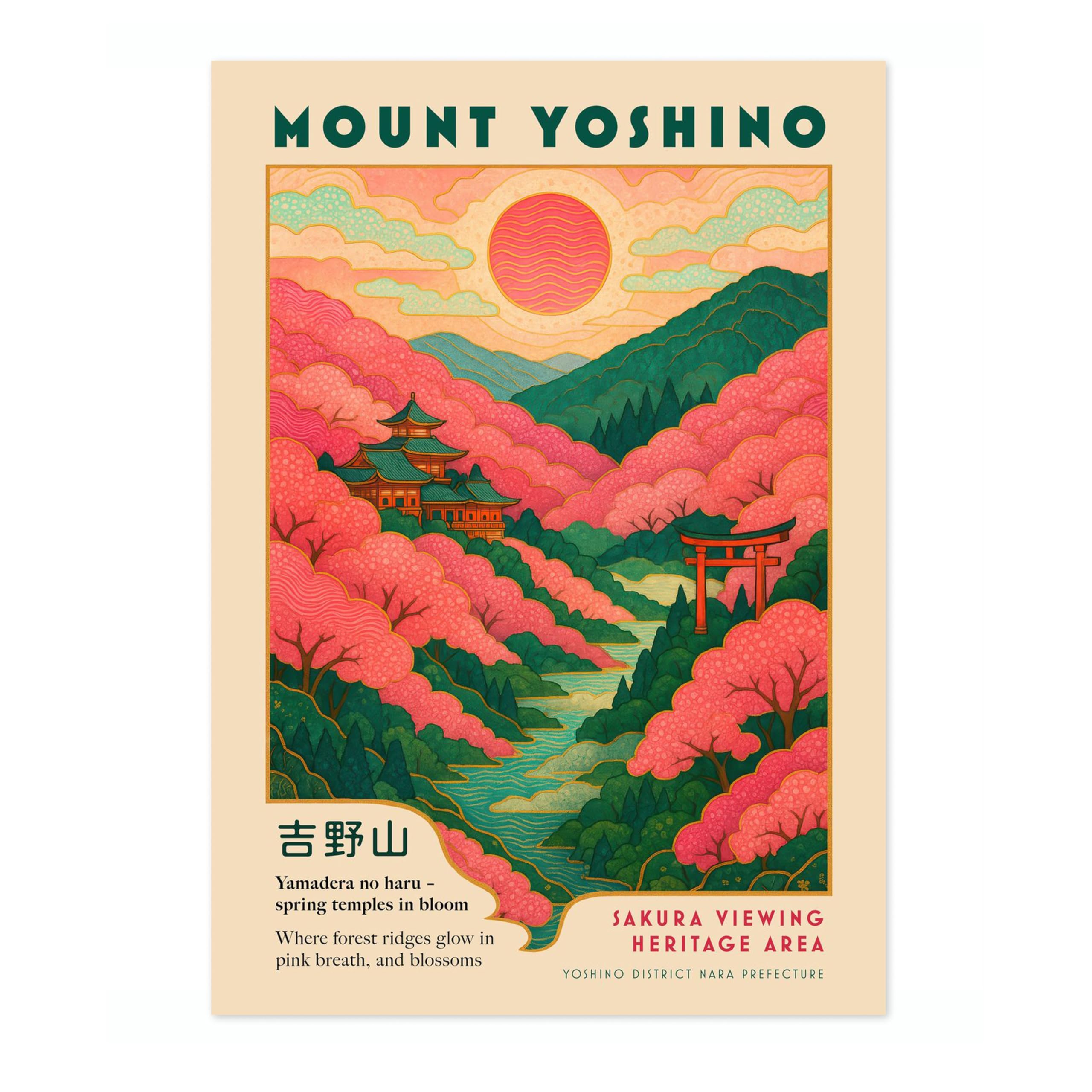 Animato Mount Yoshino Poster, Vintage Japanese Travel Print, Retro Wall Art Dรฉcor, A3 (Print Only) - 42x29.7cm โ image 1