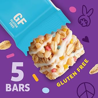 Annie's Gluten-Free Birthday Cake Chewy Granola Bars, 5 ct, 4.9 oz | 11g Whole Grains Per Serving, No Artificial Flavors, Synthetic Colors or High-Fructose Corn Syrup, Colorful Bits & Drizzle