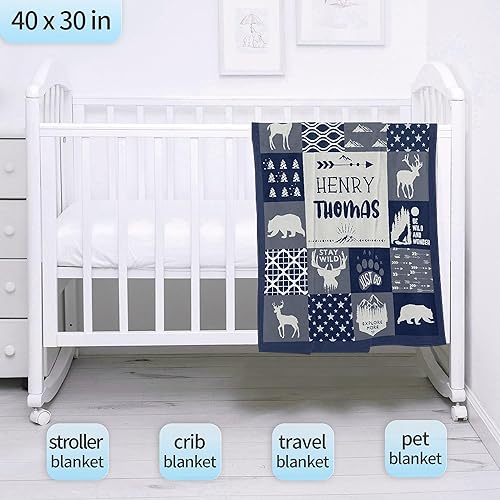 Miniatura 2 de Manta personalizada de bosque azul para niños y niñas, manta personalizada de animales salvajes, regalos para adolescentes, decoración de felpa de