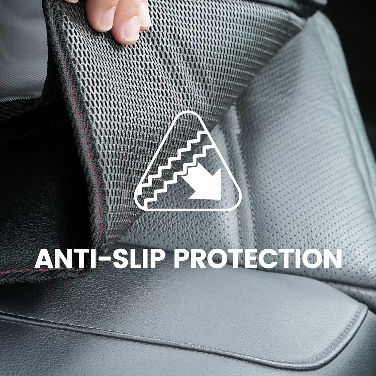 PIDO Car Seat Protector for Child Car Seat, 2 Pack Carseat Protectors with Thick Padding and Non-Slip Backing, Protective Cover Mat for Vehicle Leather Upholstery (Black/Red)