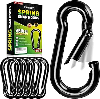 PAMAZY 6Pcs 3.15In Spring Snap Hooks 460LBS Capacity, Carabiner Clip, Heavy Duty Rope Connector, Quick Link Carabiners Spring Snap Hooks for Indoor & Outdoor, Camping, Climbing, Fishing, Hiking