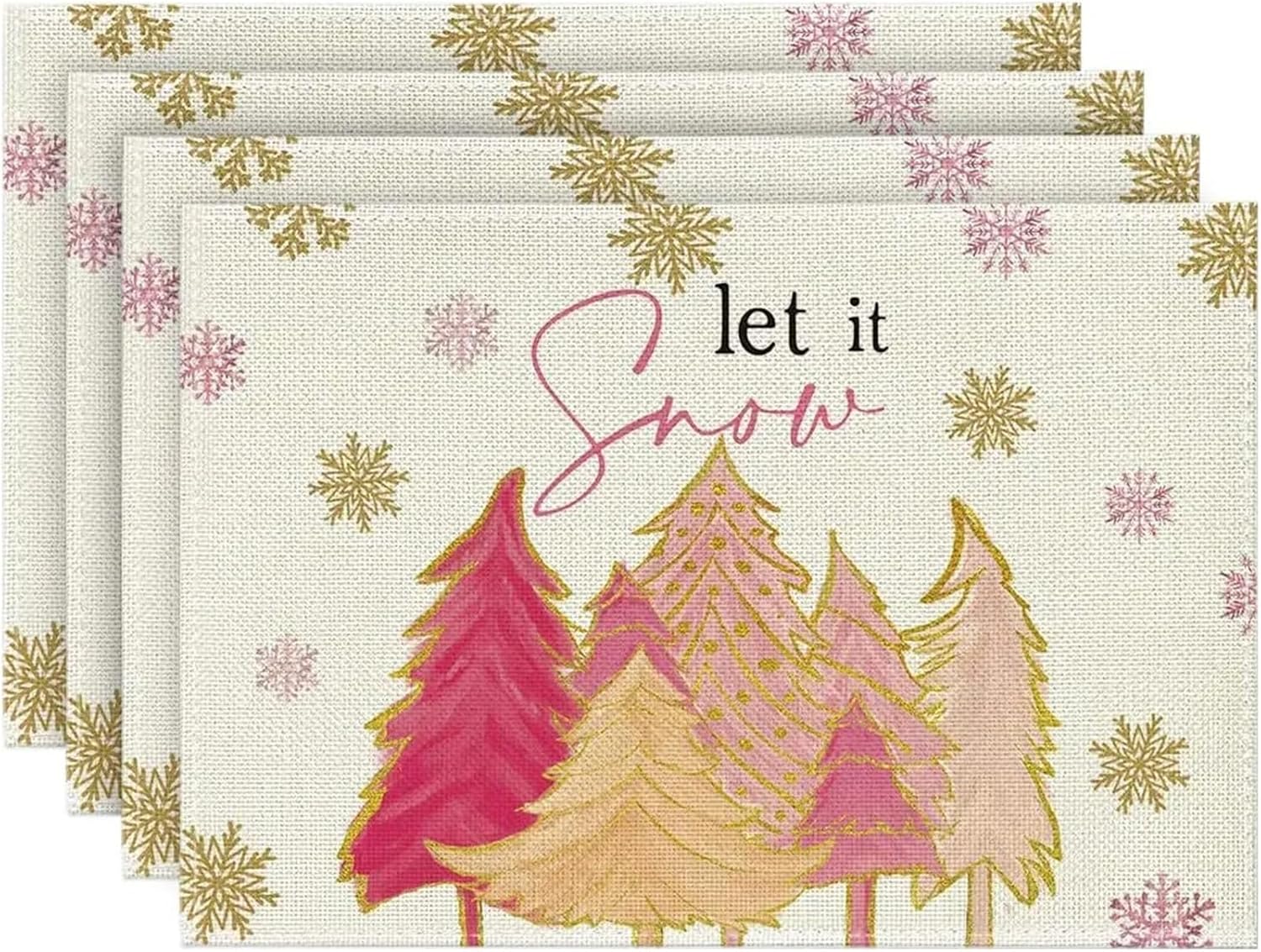 Plaid Gnome Christmas Placemats, Set of 4, 12x18 Inch, Winter Table Mats for Outdoor, Home Party, Kitchen, Dining Decoration(2p)