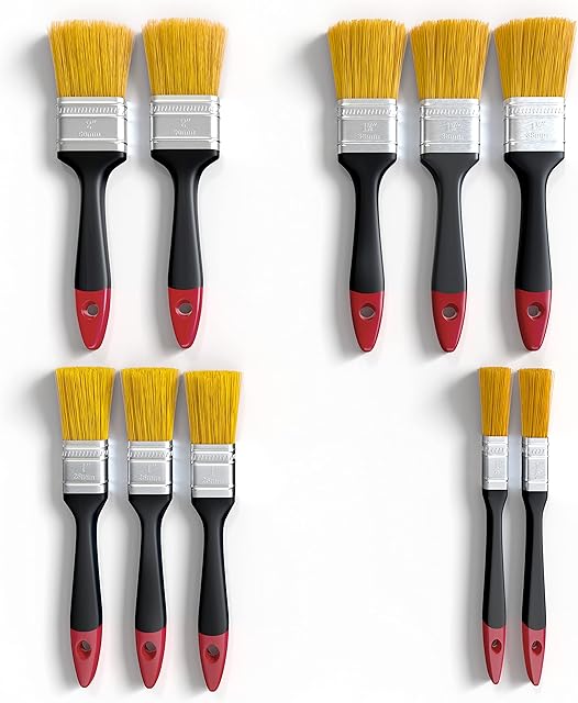 Professional Paint Brushes for Decorating | Suitable for All Paints | For Home Walls, Ceilings, Trims | Sizes: 0.5", 1", 2", 2.5" | Pack of 10 | Premium Bristles