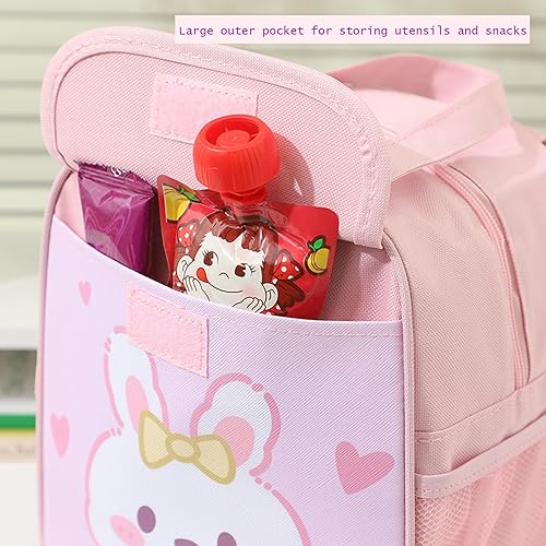 Miniatura 4 de Bolsa de almuerzo para niñas, lonchera de dibujos animados para mujeres con llavero de triple aislamiento, bolsa de picnic portátil de anime, bolsas