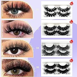 IFSOWDRA Mink Lashes Strip D Curl Volume 20/25mm Long Dramatic Lashes 3D Mink Cat Eye Eyelashes Pack, Wispy False Eyelashes Natural Look (4 Styles)