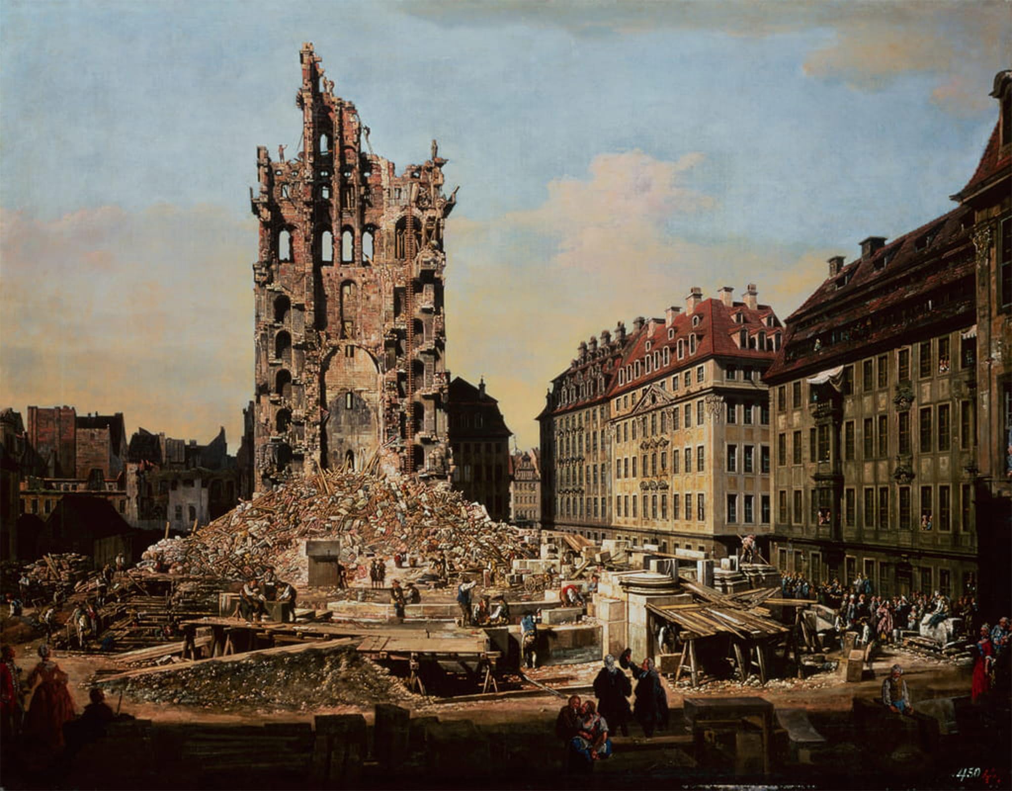 SERENDIPITP Retro Picture Poster Wall Art Pictures Painting the Ruins of the Old Kreuzkirche by Bernardo Bellotto Wall Art Canvas Print for Wall Decor 60x90cm