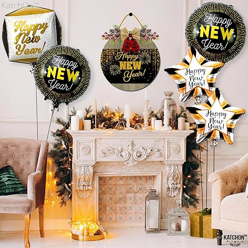 Miniatura 6 de KatchOn, Globos grandes de feliz año nuevo, paquete de 5, globos de Nochevieja para decoraciones de Año Nuevo 2025, telón de fondo de globos NYE