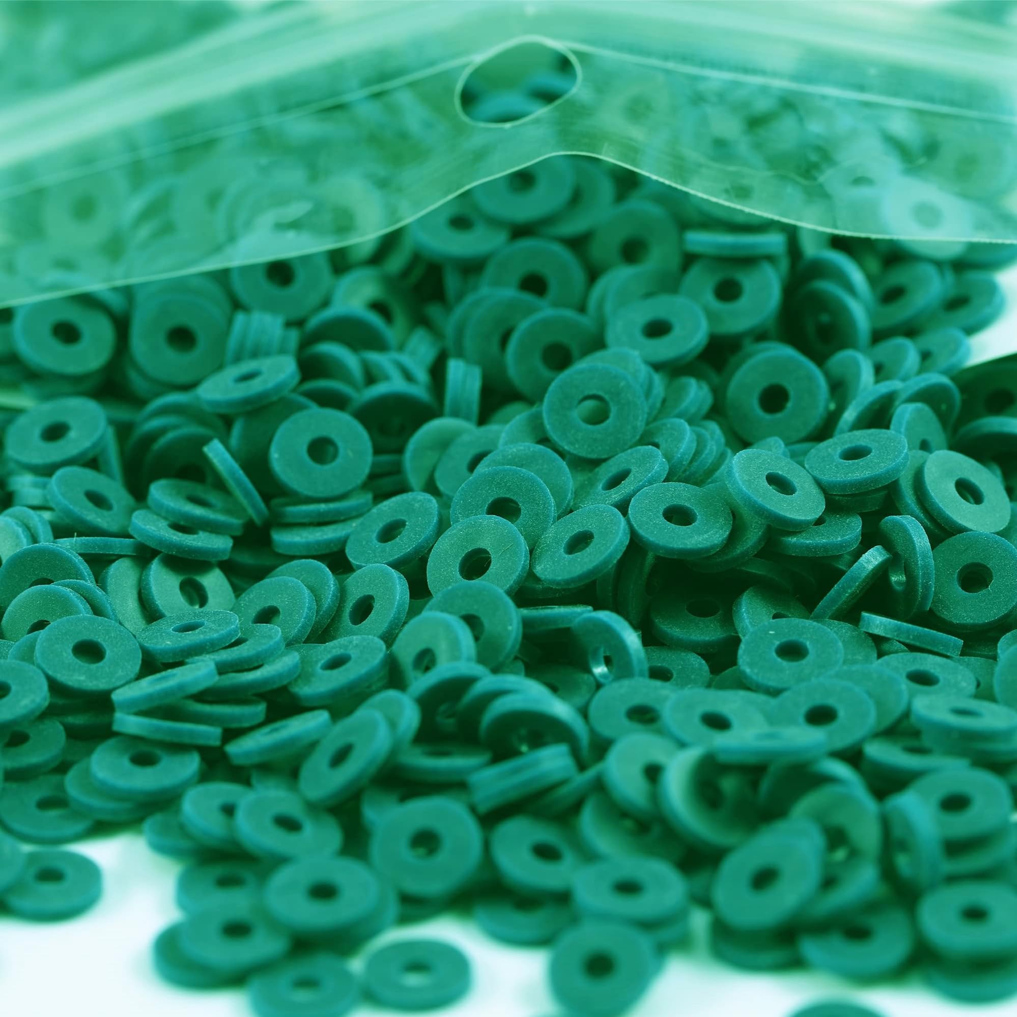 2000pcs Clay Bead 6mm for Bracelets Making, Flat Round Polymer Clay Beads Spacer Heishi Beads for Jewelry Making Earring Bracelets Necklace (Dark Green 8) โ image 1