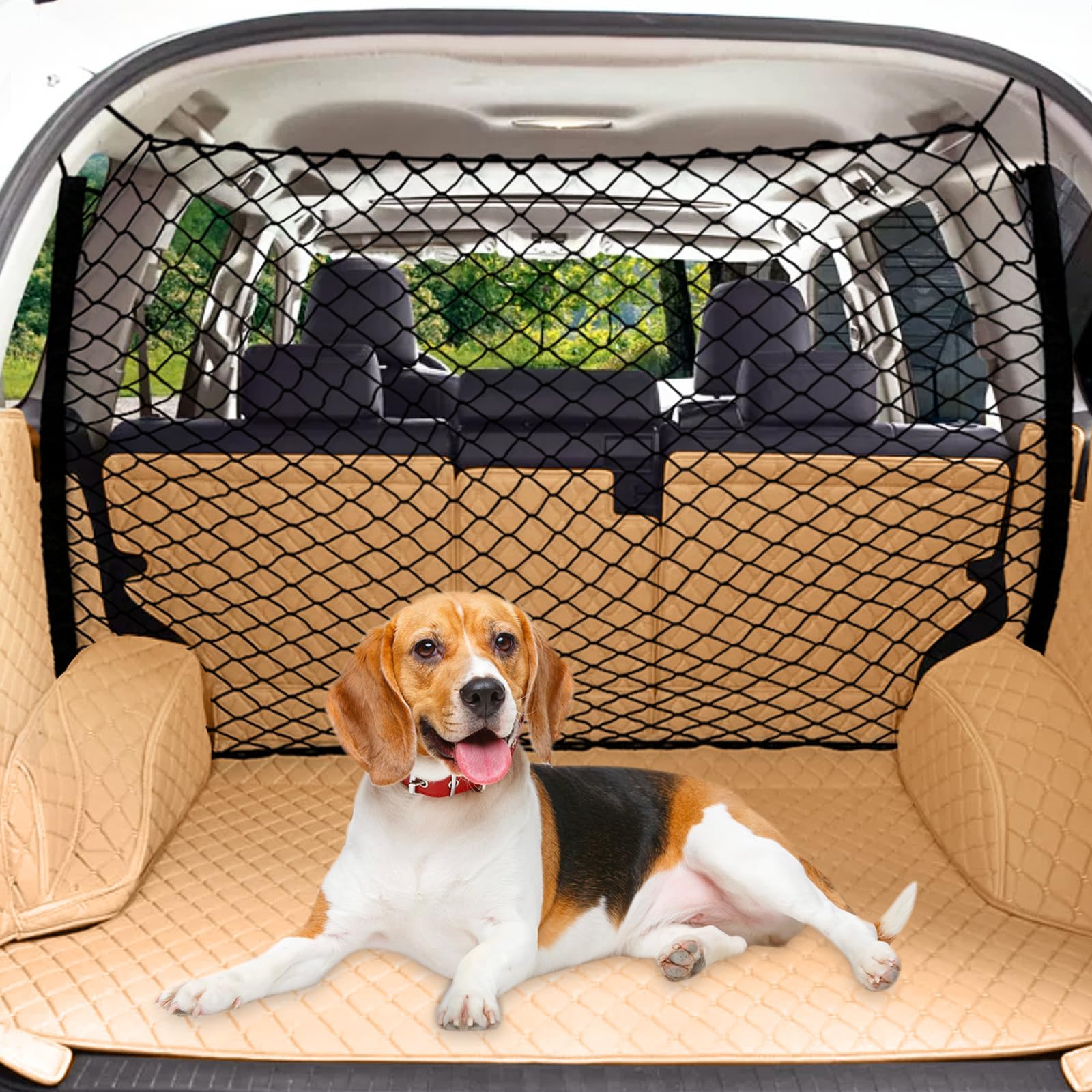 Qizun Normal 120 * 70Cm Car Boot Dog Barrier Net For Renault Twizy Quadricycle (2012-), Dog Car Barrier Net Pet,Car Backseat Divider Durable Adjustable Visibility-Clear