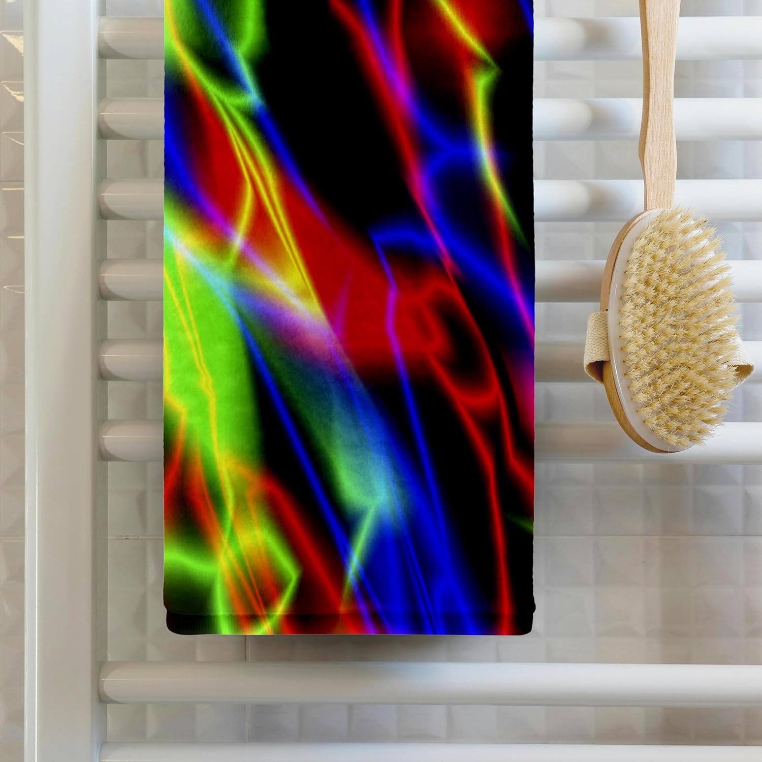 3dRose Blurred Neon Lights 22x30 Bath Hand Pool Towel