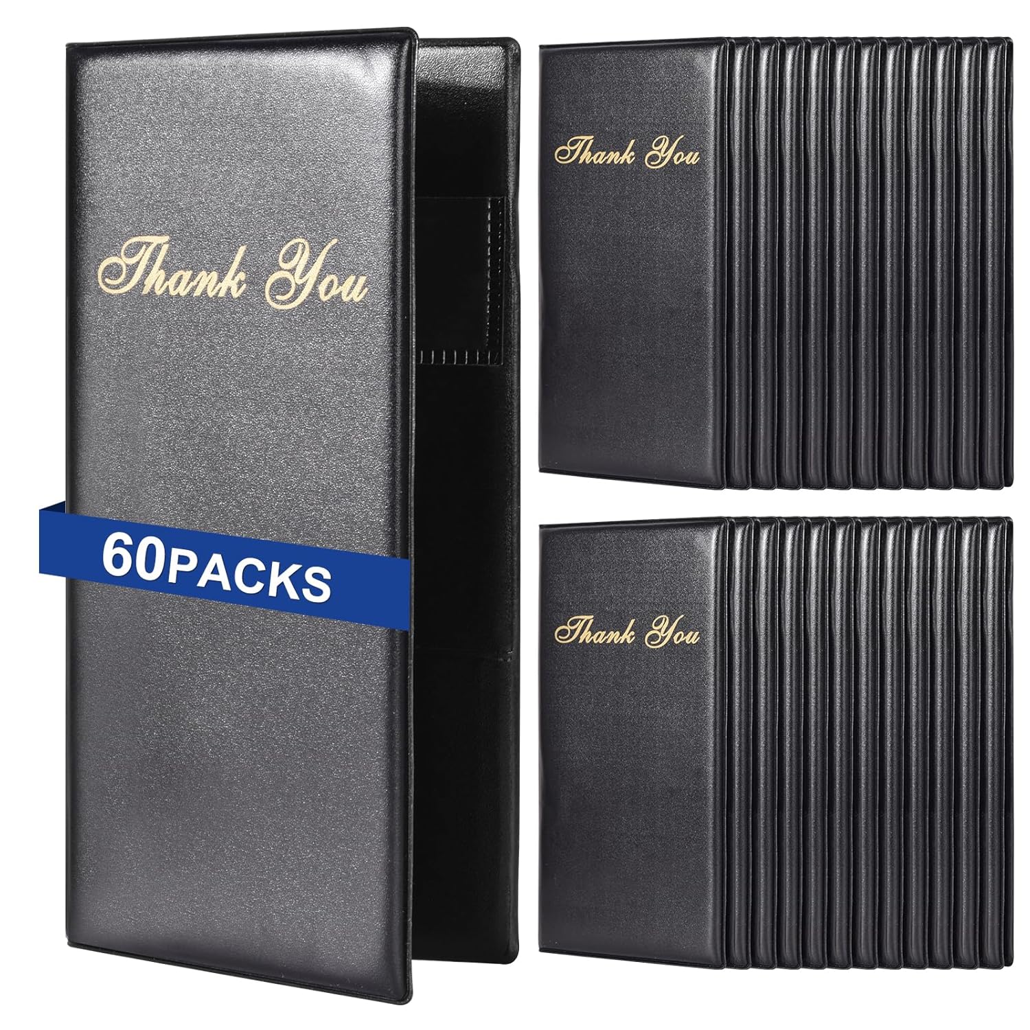 60pack Check Presenters for Restaurants，Check Presenters，Restaurant Guest Checkout Demonstrator,Guest Check Card Holder(Black）