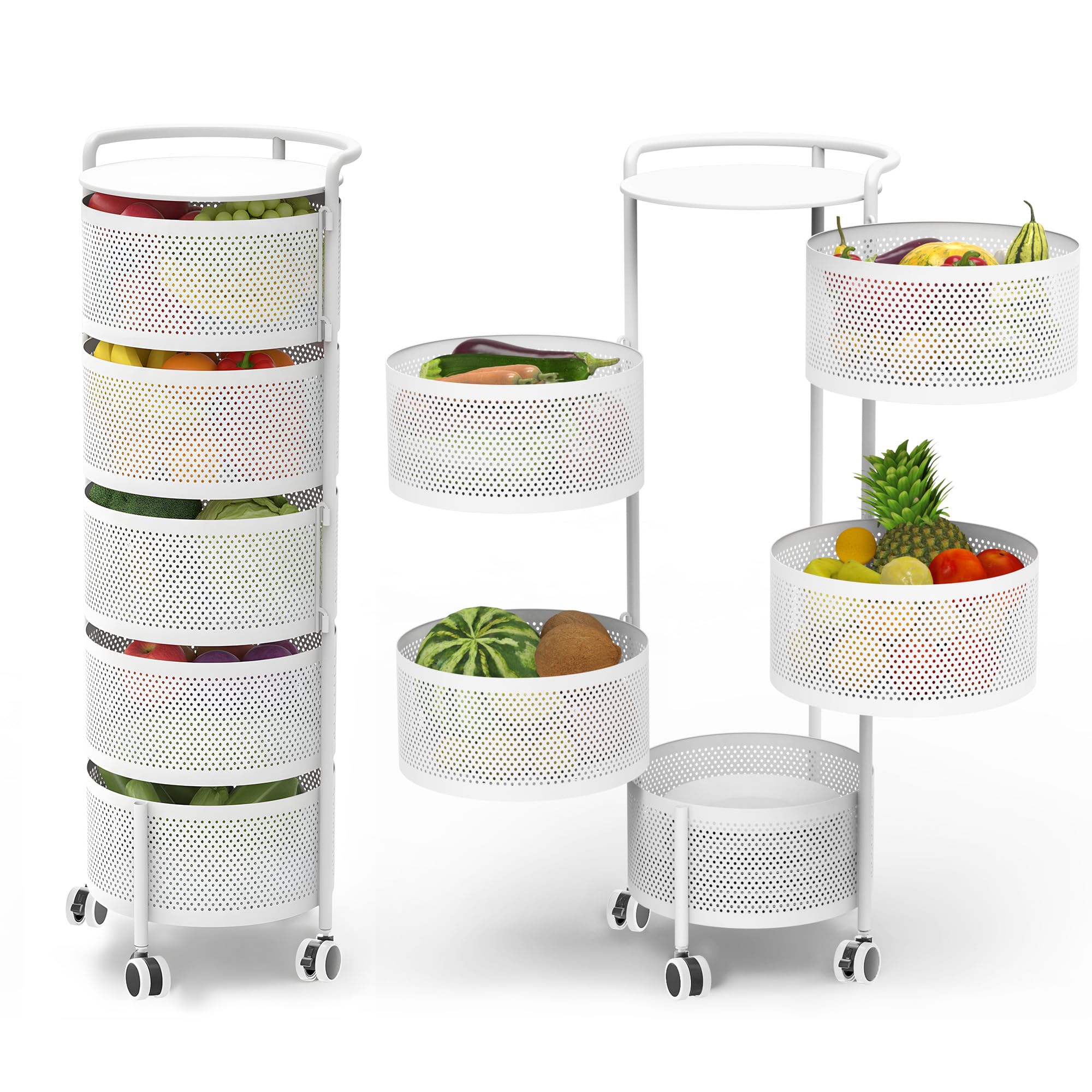 Amazon.com: JAQ Rotating Fruit Basket, 5-Tier Metal Sturdy Kitchen