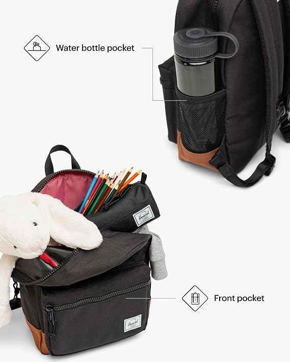 Herschel Supply Co. Unisex Heritage Kids' Backpack, Black/Brown, 15L