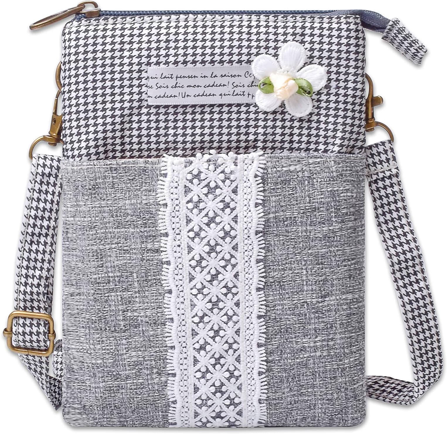 Melofo 3D Flower Canvas Cell Phone Purse Wallet Crossbody Handbags Lightweight Shoulder Bag with Adjustable Shoulder Strap for Women Kids Girls Lady Gift for Birthday Holiday Christmas Coin Purse