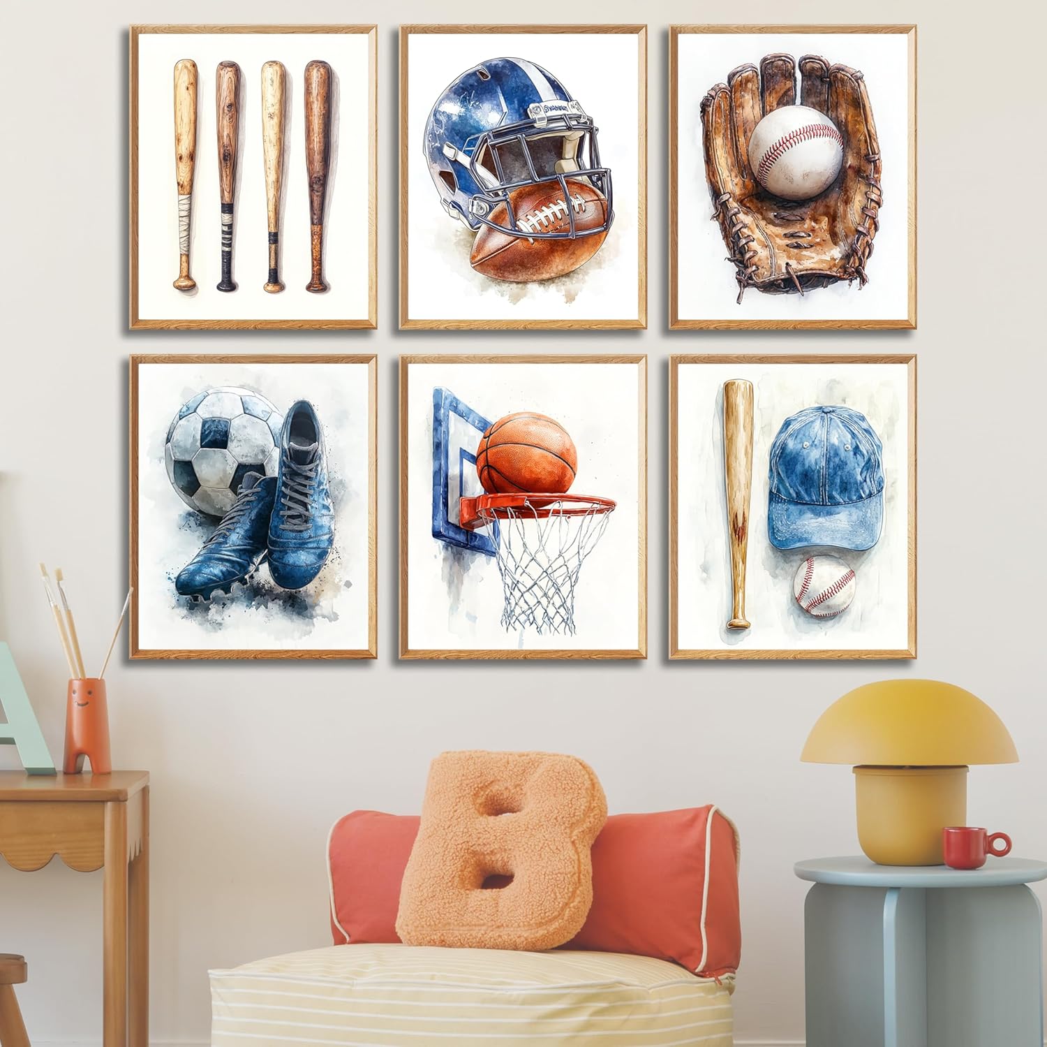 MAZUKO Basketball Posters Wall Art, baseball wall decor for boys bedroom, Sports Wall Art, Baseball Pictures Sport Art Print Print for Man Room Decorations (6PCS-8X10in-UNFRAMED) (Baseball 1)