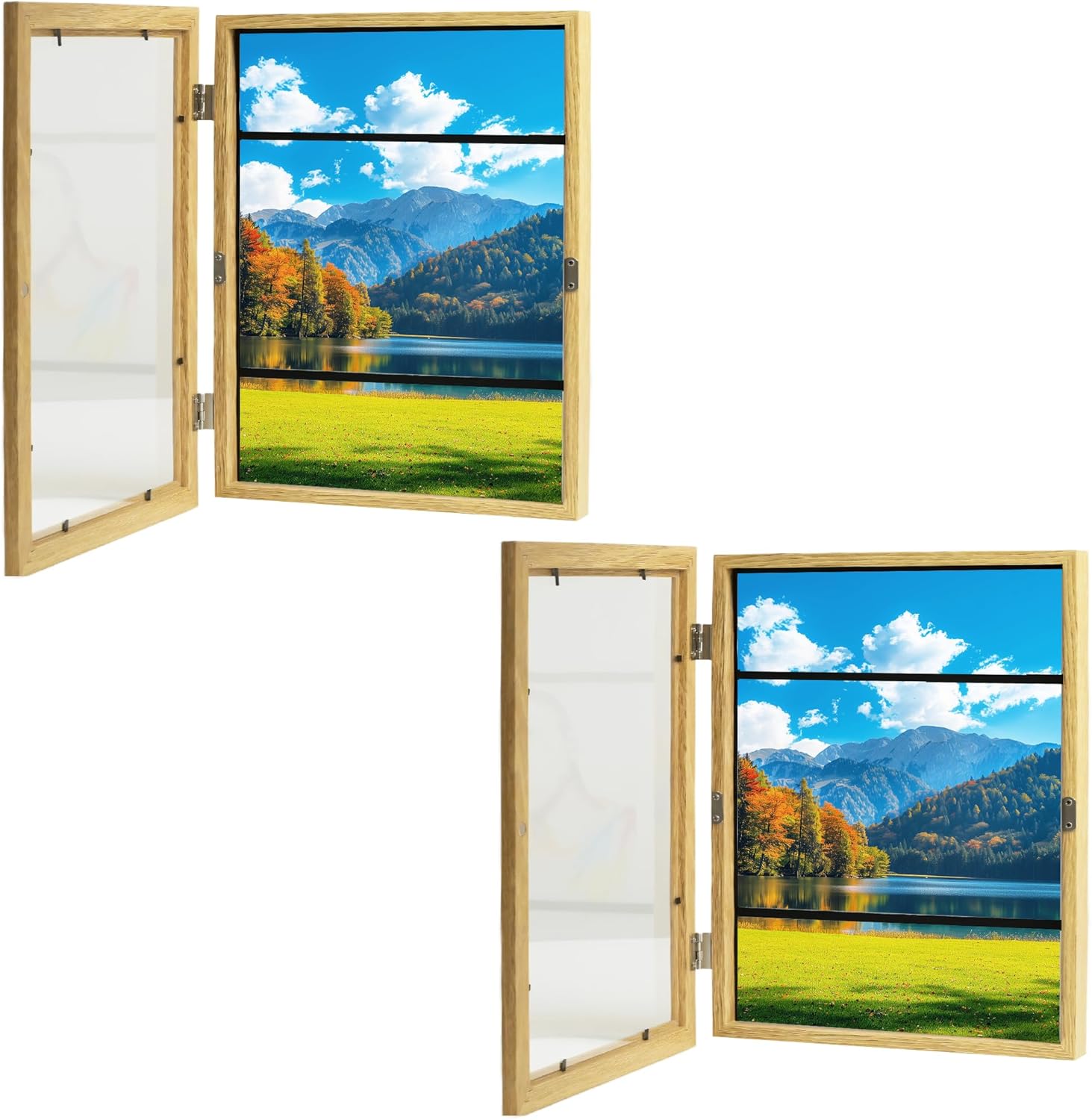 2/4pcs Kids Artwork Frames - Magnetic Front-Opening Black Polished Frames For Children's Drawings, Photos & Crafts - Holds 100+ pcs, , Holiday & Milestone Display, Creative Crafting, Kids Photo Holder, Sleek Frame Design, Easy Change Frame (2, Wooden)