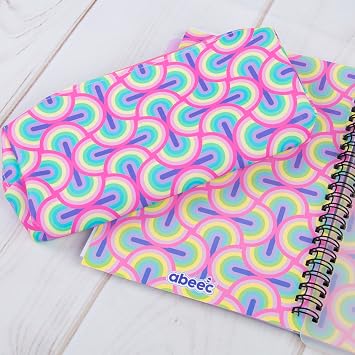 abeec Stationery Set for Girls - School Supplies for Kids - A5 Notebook, Ballpoint Pen with Stylus, Pencil Case and 6 Neon Highlighters