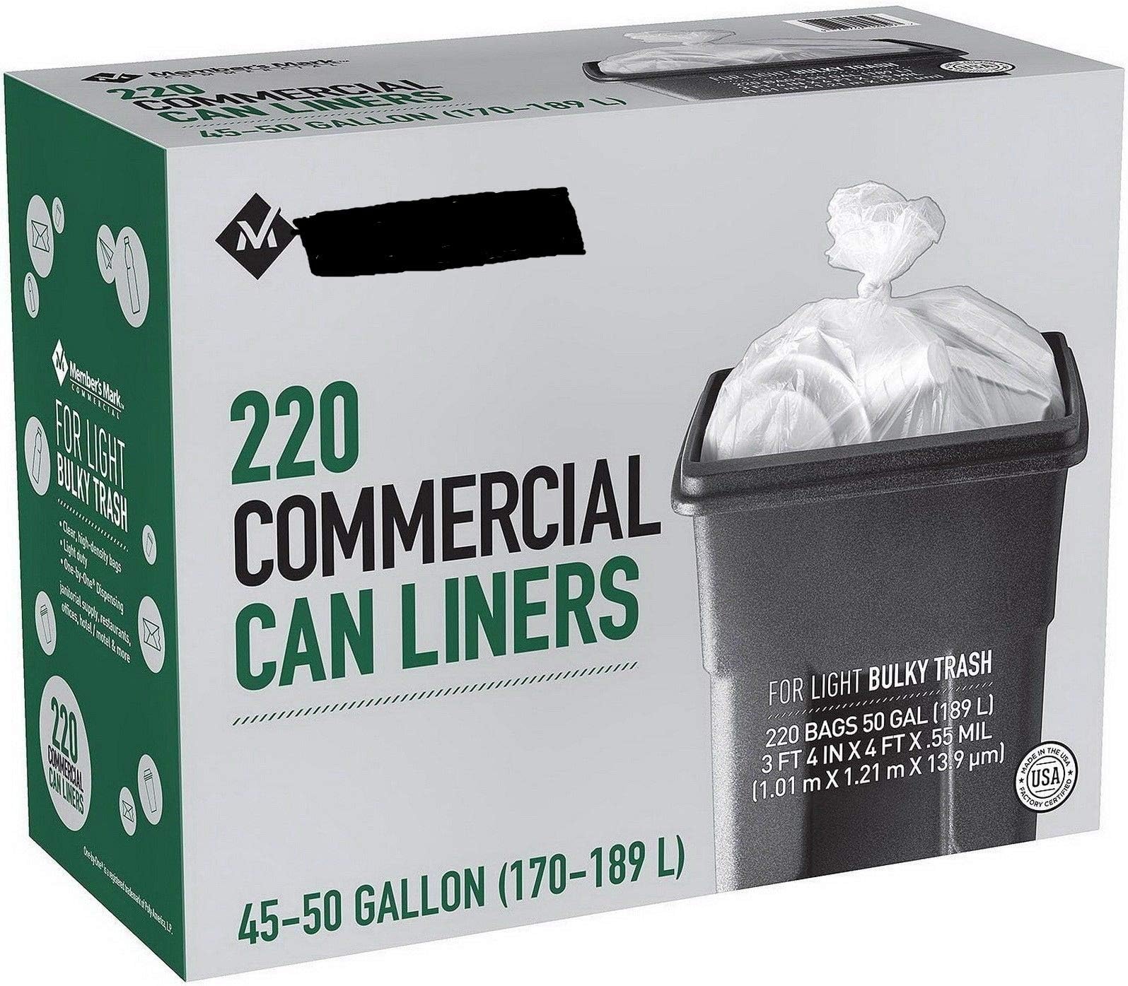 New 220 Light Duty 45 50 Gallon Garbage Bags Commercial