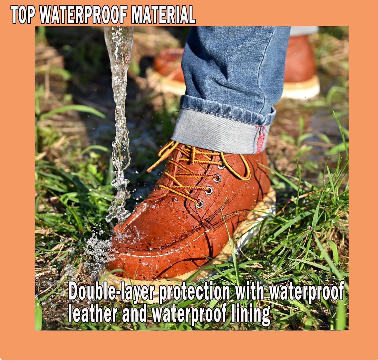 Work Boots for Men, 6" Soft Toe Wedge Sole Waterproof Safety Boots, Comfortable Construction Work Safety Shoes - Image 3