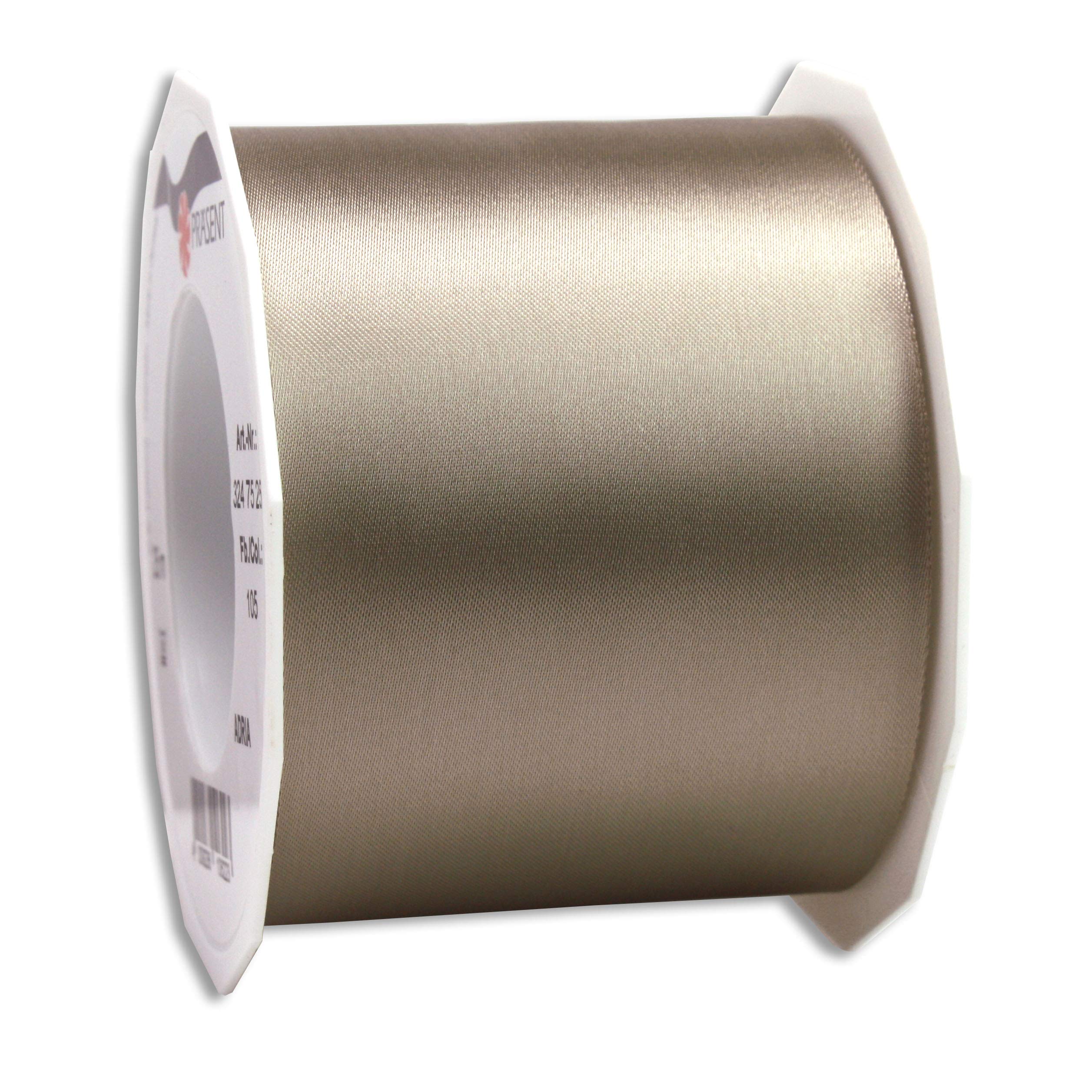 Präsent - Adria Satin Ribbon Taupe 72 mm Width, 25 m Length, Lime Green, 72mm - 25m
