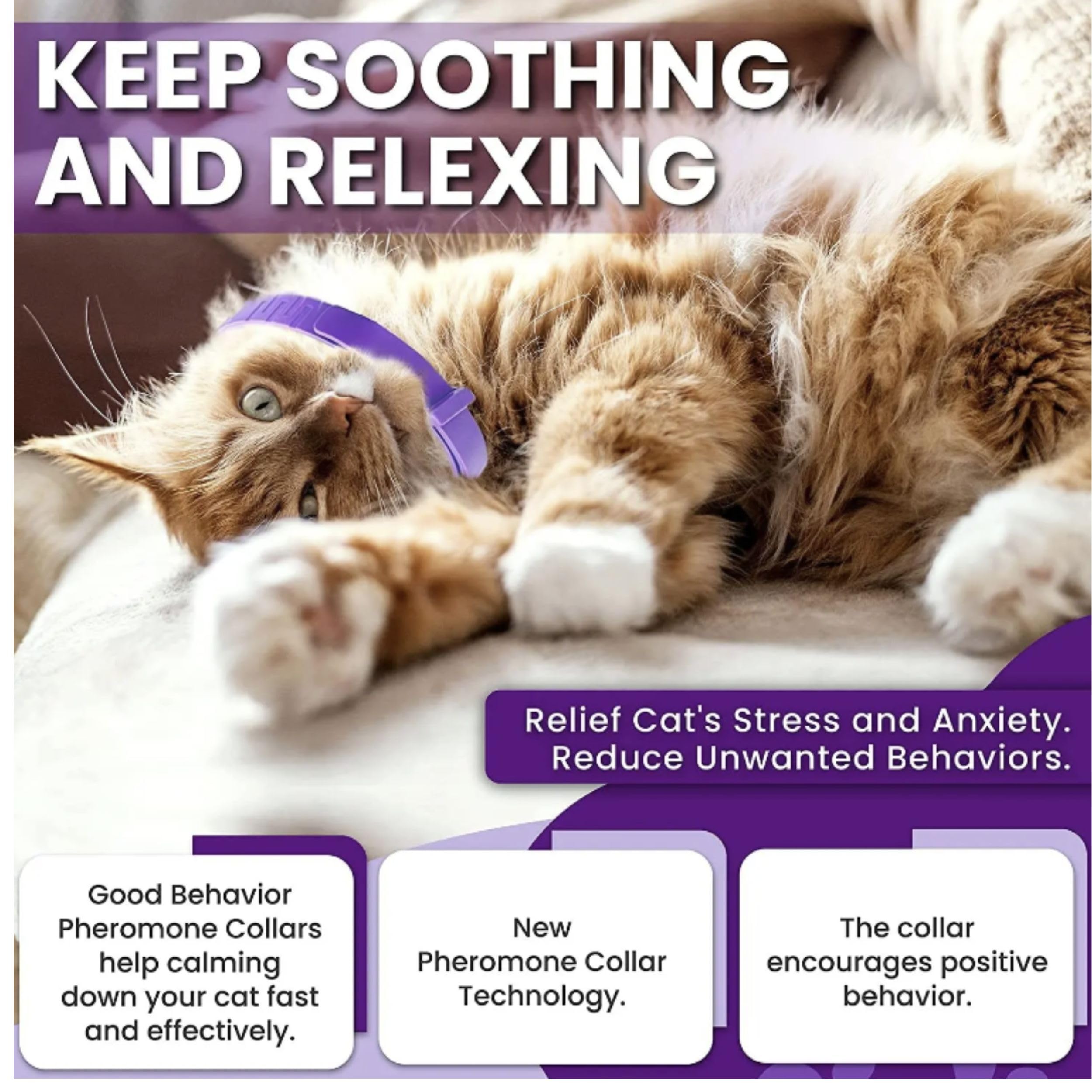 Calming Collar, Behavior and Calming Collar for Cats, 2Ct, Long-Lasting Pheromone Helps for 60 Days, Designed to Reduce Stress and Anxiety, Loud Noises, and Separation - image 8