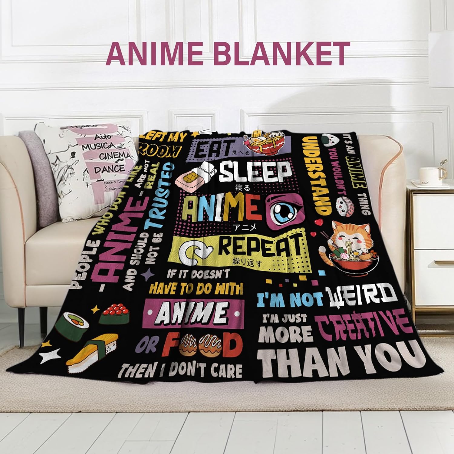 Anime Gifts for Girls, Japanese Anime Blanket for Women, AAnime Lovers Men, Christmas Thanksgiving Gifts, Soft Throw Blanket 80" *60"