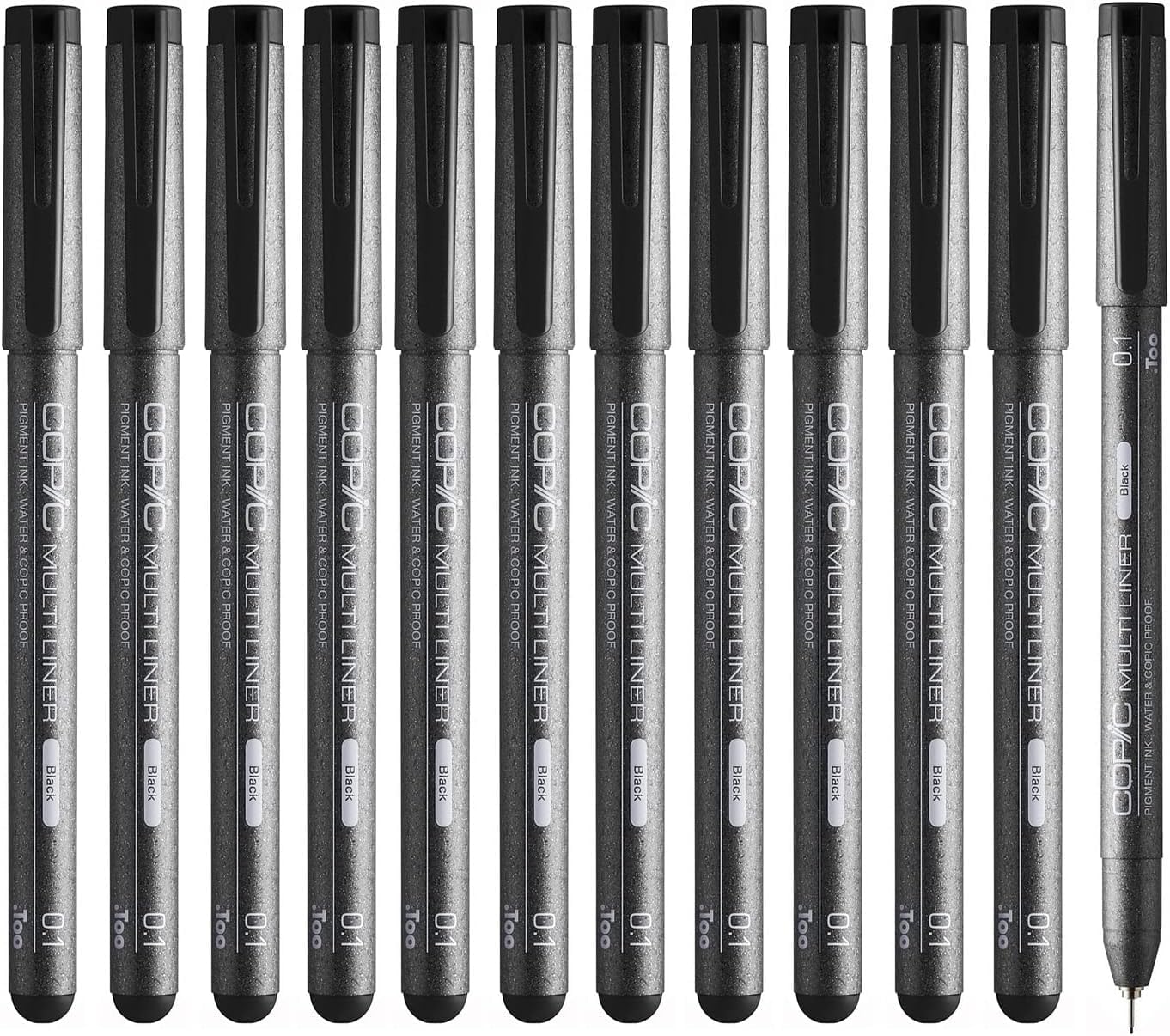 Copic Multiliner Black 0.1mm Fine Point Pen Set of 12 Waterproof Japan